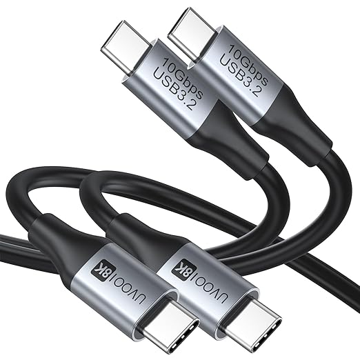Short USB C to USBC Data Cable (8K,10Gbps, 100W PD) 2-Pack 30in,100W Charging for Car, USBC Monitor Cord, USB 3.2 Gen 2 for Car, External SSD,Dock,Portable Monitor, phone,Laptop,iPad Pro,Camera-2.6FT