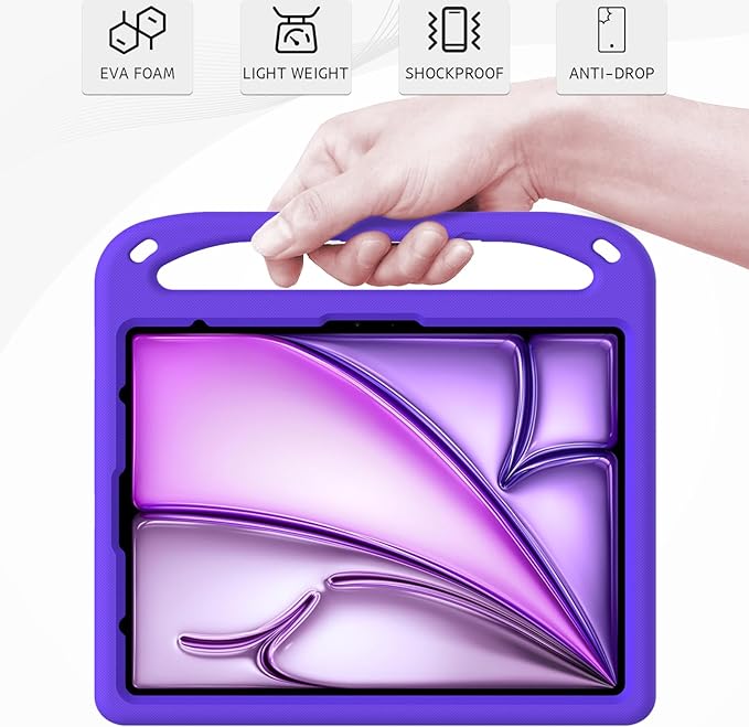 ATOOZ Kids Case for iPad air 13 inch 2024 2025 2026 (M2 M3 M4) / iPad Pro 13 inch (M4 M5), Cover with Shockproof Handle Stand for iPad Pro 13 7th /8th Gen 13" Tablet (Purple)
