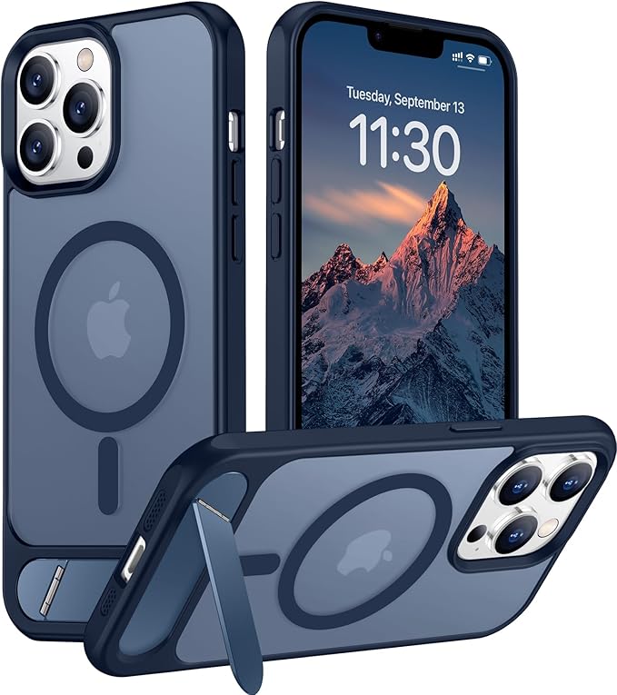 Magnetic Compatible with iPhone 13 Pro Case, [Built-in Invisible Kickstand][Compatible with MagSafe] [Military Grade Shockproof] Slim Translucent Matte Phone Case for iPhone 13 Pro 6.1"
