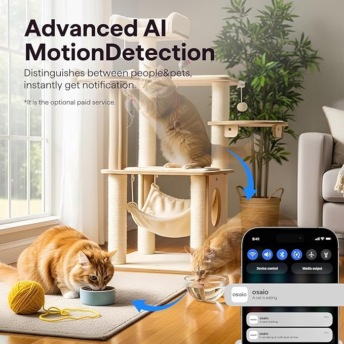 2K Wireless Cameras for Home Security Camera, Pet Camera Indoor with Phone App, Night Vision, Motion Alert, 24/7 SD&Cloud Record, Two-Way Audio, Security Camera Indoor Works with Alexa&Google