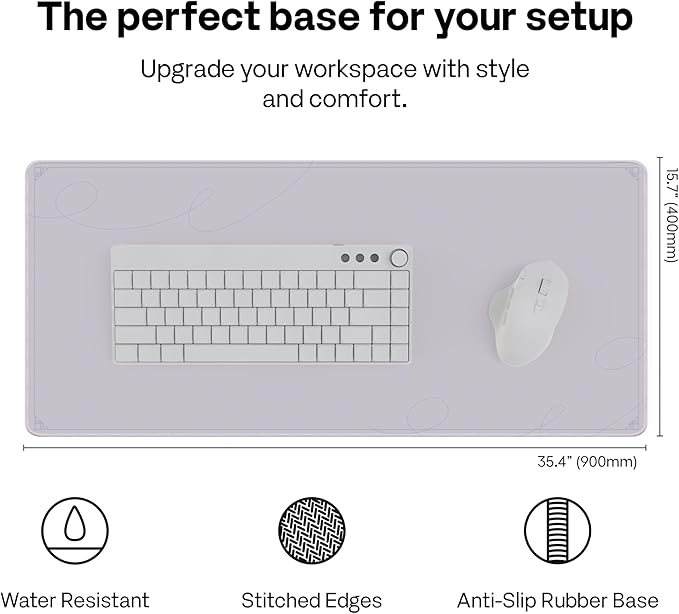 Pixio Mouse Pads - 36 x 16 inch XXL Caligraphy Purple Multifunctional Large Desk Mats for Gaming, Office, Desktop Anti-Slip Waterproof Washable Computer Mouse Mat