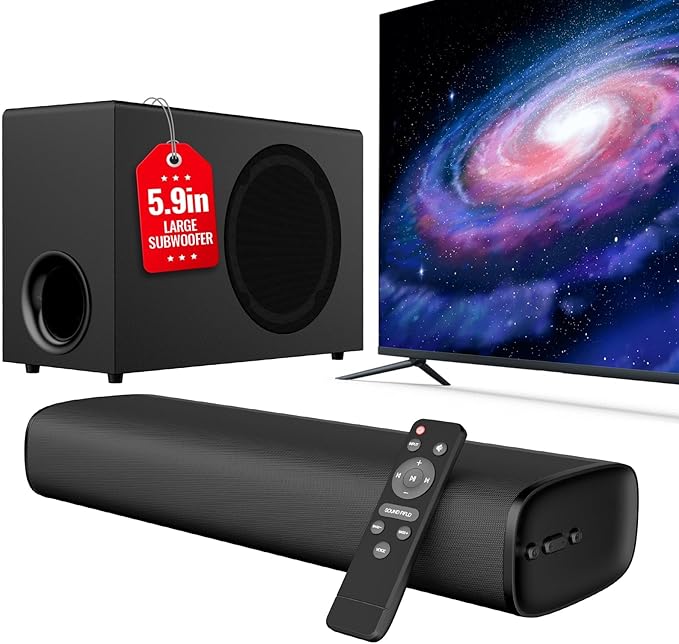 Upgraded Sound Bar for TV with 5.9inch Big Powerful 110W Subwoofer, Deep Bass, Bluetooth 5.4, ARC/Optical/AUX/Bluetooth Connect, Surround Sound System for PC/Gaming/Projectors/Gift Pcs