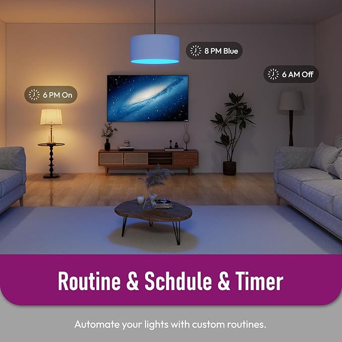 Alexa Light Bulbs, Smart Light Bulbs RGBCW Color Changing, A19 E26 Bluetooth Light Bulb Directly Compatible with Alexa/Smart Life, No WiFi Required, 9W 800LM 60W Equivalent, 4 Pack