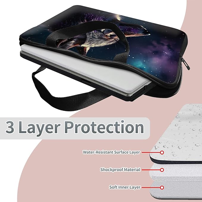 Universal Laptop Sleeve Tablet Case 12 inch, Magic Wolf Slim Carrying Case Durable Handbag Travel Laptop Bag for Surface Pro 9 8 7/Laptop Go 2 3, MacBook Air 11/12