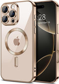 Hython Magnetic Clear for iPhone 16 Pro Max Case with Camera Lens Protector [Compatible with MagSafe] Plating Edge Slim Soft TPU Cover Protective Phone Case for iPhone 16 Pro Max 6.9", Desert Brown