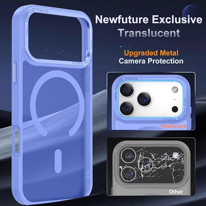 Newfuture Magnetic for iPhone 17 Pro Case [Compatible with Magsafe] [Military Grade Drop Protection] Translucent Matte Anti-Scratch Shockproof Protective Phone Cover 6.3 Inch, Light Purple
