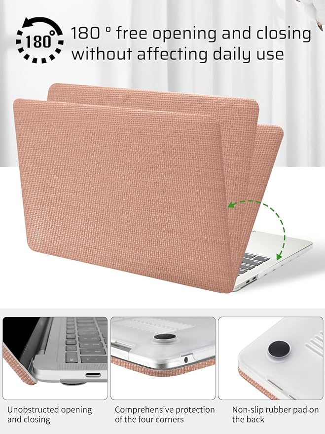 Seorsok Compatible with MacBook Pro14inch Case 2026 2025-2021 M5 M4 M3 A3426 A3427 A3434 A3112 A3185 A3401 M2 A2779 M1 A2442,Leather Plastic Hard Shell Case&Keyboard Cover,Reddish Woven No Logo Cutout