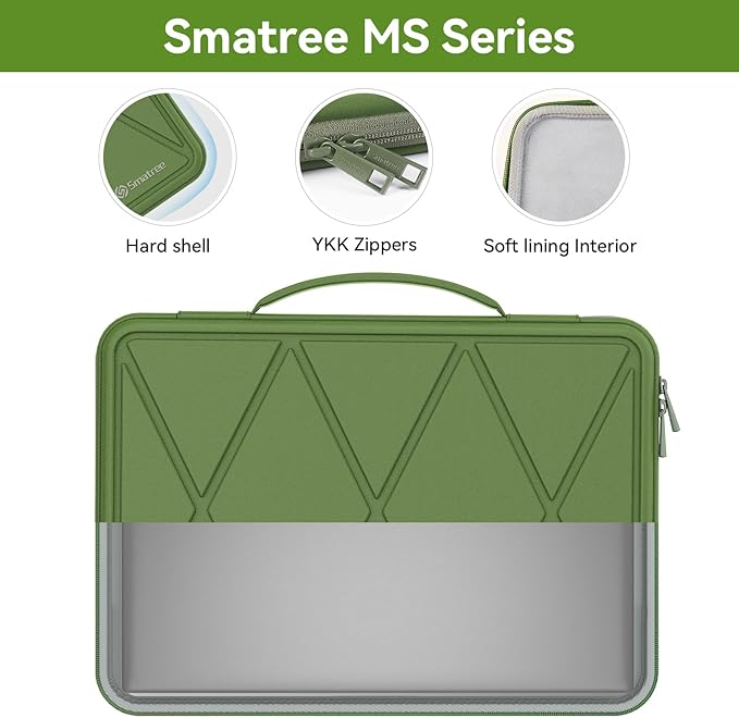 Smatree MS50T Hard EVA Protective Sleeve Case with Stand Compatible for 14 inch HP Chromebook x360/Spectre/Dragonfly Pro Chromebook, for ZBook 8/EliteBook 8, for OmniBook X 14/Next Gen AI PC 14,Green