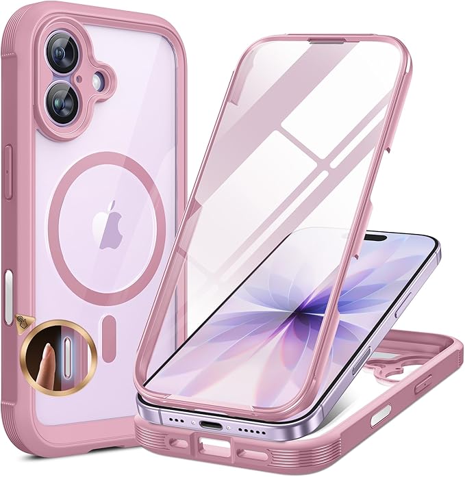 Miracase for iPhone 17 Case 6.3'', Full-Body Military Grade Drop Protection Outdoor Phone case with Built-in Glass Screen &Camera Control,Easy Installation,No Gap,Compatible with MagSafe, Purple