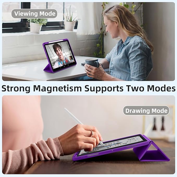 Akkerds Compatible with iPad Pro 13 Inch Case (M5/M4) 2025/2024, for iPad 13 Pro Case with Pencil Holder, Slim Trifold Stand Protective Cover with Soft TPU Back, Auto Wake/Sleep (Darkpurple)