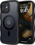 CAPRARO Cute for iPhone 12 Case & iPhone 12 Pro Case, Compatible with MagSafe, [Curly Wave Edge] [Camera Protection] [14 FT Drop Protection] Magnetic for iPhone 12/12 Pro, Black