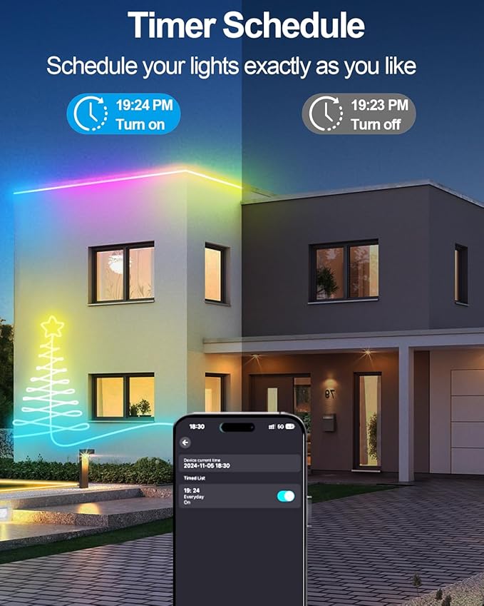 Smart Neon Rope Lights USB, 16.4Ft LED Rope Lights IC & RGB Color Changing with APP Control, Music Sync Neon Strip Lights Outdoor Waterproof DIY for Gaming Room Living Indoor Decor