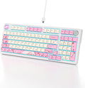 Wired Creamy Gaming Keyboard with Number Pad, 96% Hot-swappable Mechanical Keyboard, Full Layout Custom Key Board Gasket Mounted with Red Switch Knob Control(Pink)