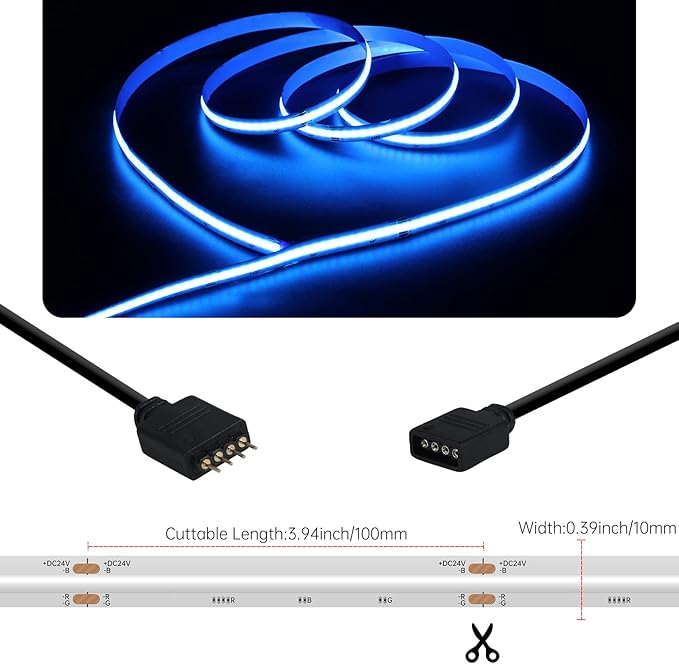 RGB COB LED Strip Lights 16.4ft,Music Sync Color Changing LED Strip Light with Remote Comtroller for Room, Bedroom,Suitable for Home Decor, Living Room, Kitchen, Home Party DIY Decoration.