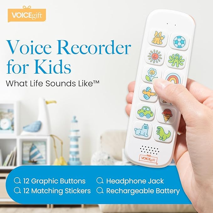 VoiceGift Play, Screen-Free Audio Recorder for Kids | Back to School Story Book Player with Fun Matching Stickers, Voice Notes, Student Aid & Routines for Child Connection, Busy Books for Toddlers