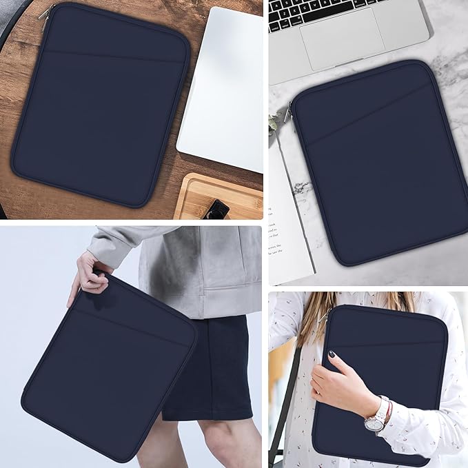 MoKo 13 Inch Tablet Sleeve Bag, Compatible with New 13 Inch iPad Pro M5 & Air M4/M3, iPad Pro 12.9 inch M2&M1, Galaxy Tab S8+/S9+ 12.4", Waterproof Bag Carrying Case with Pocket, Dark Blue