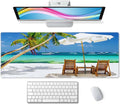 Desk Mat, Tropical Beach Extended Gaming Mouse Pad Large, 31.5"x11.8" Big Mouse Pad with Non-Slip Base and Stitched Edge, Long Computer Keyboard Mouse Mat for Home Office Work