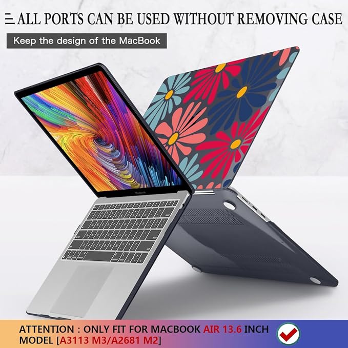 CISSOOK Compatible with MacBook Air 13 inch Case 2026 2025 2024 2023 2022 Release M5 M4 M3 M2, Hard Shell Cover Keyboard Skin for MacBook Air 13.6 inch A3449 A3240 A3113 A2681, Daisy Flowers
