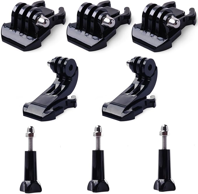 QKOO 3X Quick Release Buckle Clip Basic Mount +2X Vertical Surface J-Hook Buckle Mount Base +3X Thumb Screw for GoPro Hero 13 12 11 10 9 8 7 6 5 4 3 Session MAX 2018, AKASO, SJCAM, Action Cameras