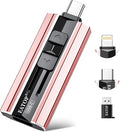 EATOP 256GB Dual Interface Flash Drive, No App Required, Portable USB Storage Memory Stick for iPhone, iPad, Android, PC & Mac – Easily Stores Photos, Videos & Files (Light Pink)