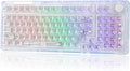 KiiBoom Phantom 98 Crystal Mechanical Gaming Keyboard, Transparent Keyboard with RGB Backlits, Hot-Swappable, Shine Through Clear Keycaps, 3 Modes Wireless, 8000mAh Battery, NKRO for Win/Mac (Clear)