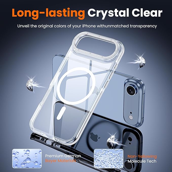 toushion 3 in 1 for iPhone Air Case Clear Bumper,Fits MagSafe, Yellowing-Resistant Acrylic Back, Shockproof Guard Corners, Military-Grade Protection for Phone Cover 6.5 inch