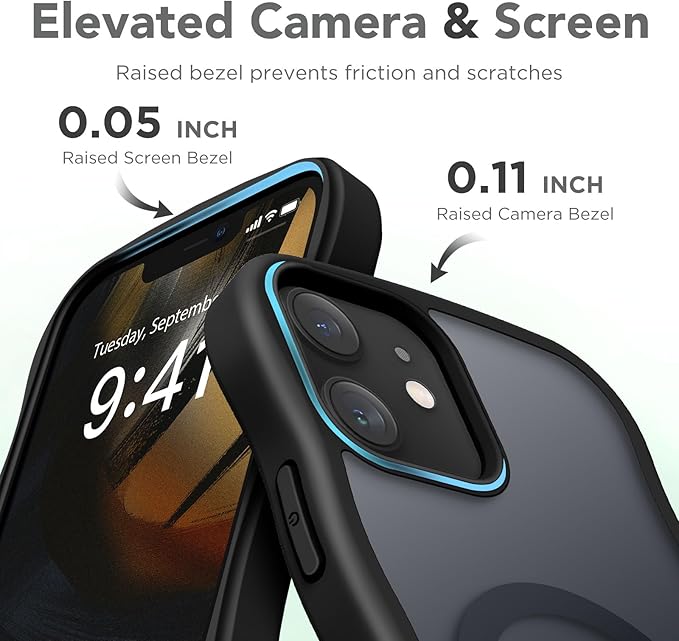 CAPRARO Cute for iPhone 12 Case & iPhone 12 Pro Case, Compatible with MagSafe, [Curly Wave Edge] [Camera Protection] [14 FT Drop Protection] Magnetic for iPhone 12/12 Pro, Black