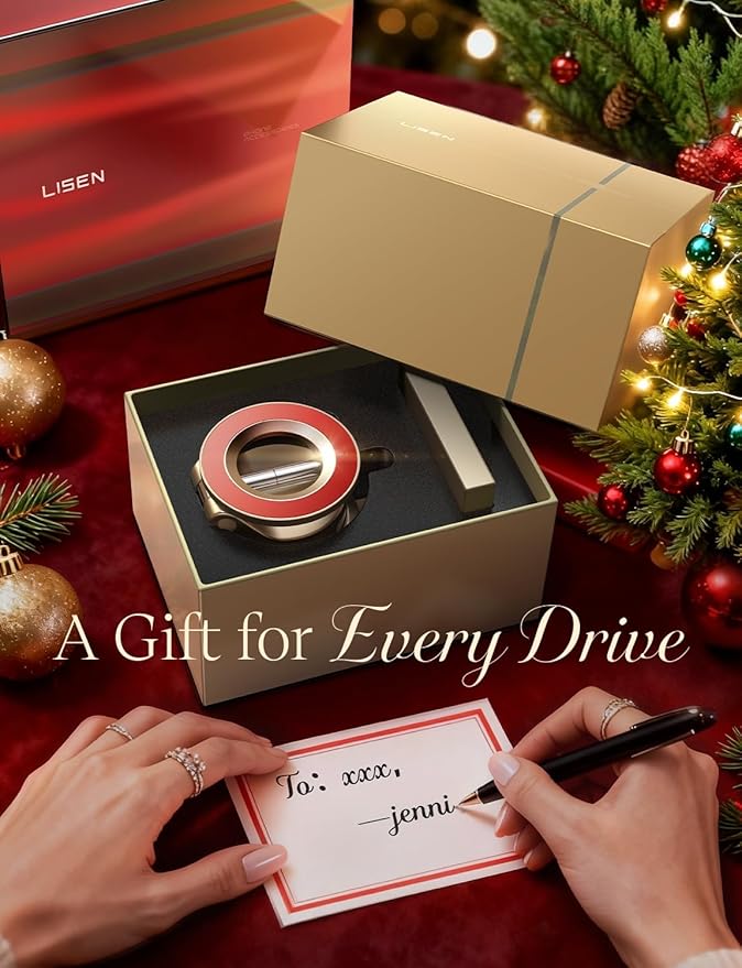 LISEN for Magsafe Car Mount, Cell Phone Holders for Your Car, Magnetic Car Accessories for Women Men Truck Jeep BMW, Vacuum Gifts Kits for iPhone 17 Pro Max 16 15 14 13 12, Samsung S26, Gold Red