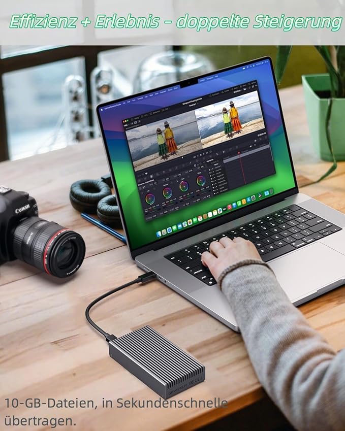 Fanless 40Gbps M.2 NVMe Enclosure, USB C Aluminum External SSD Enclosure Compatible Thunderbolt4/3 8TB SSD Adapter, PCIe Gen4 M.2 SSD Reader Fits 2280/2260/2242/2230mm M B+M Key