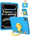 for iPad Air 13 Inch Case (M4 2026 / M3 2025 / M2 2024), Heavy Duty EVA Protective Cover with Magnetic Charging Pencil Holder, 360° Rotating Stand, for Kids, Work & Travel, Blue