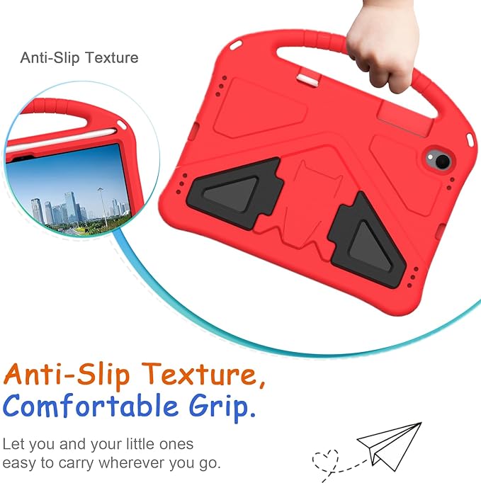Kids Case for Samsung Galaxy Tab S11 2025 11" Tablet, Techcircle Light Weight Shock Proof EVA Foam Handle Rugged Stand Protective Case, Red