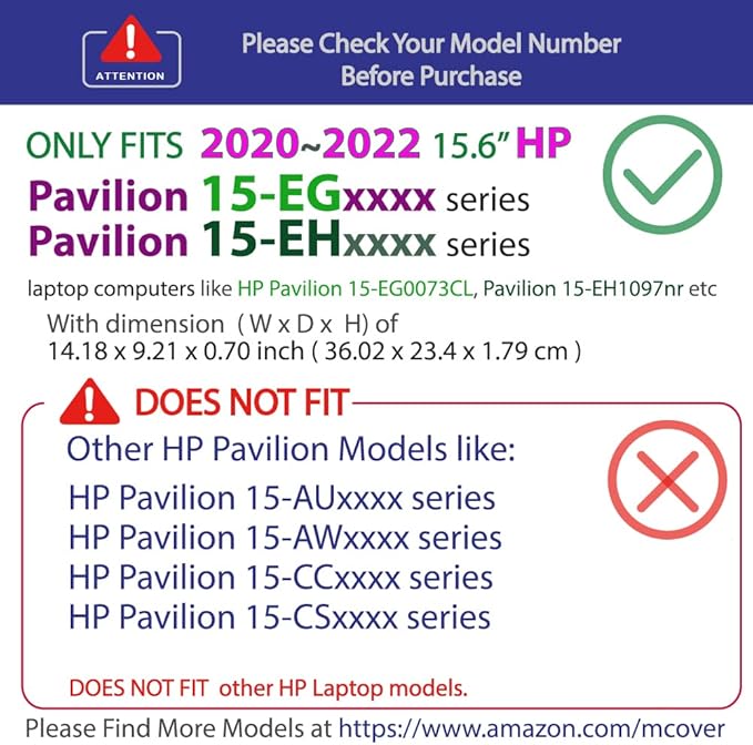 mCover Case Compatible for 2020-2022 15.6" HP Pavilion 15-EGxxxx / 15-EHxxxx Series Notebook PC ONLY (NOT Fitting Any Other HP Pavilion or Envy Series) - Clear