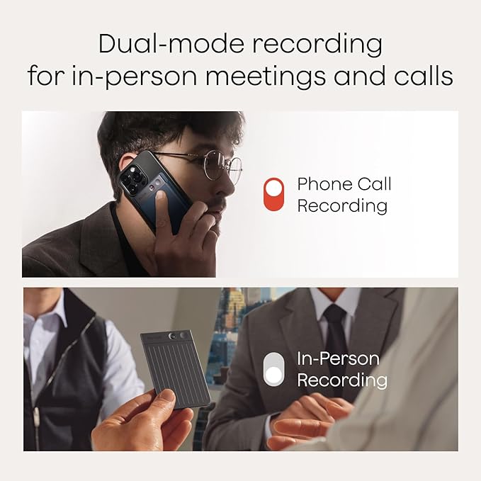 Plaud Note AI Voice Recorder, Note Taker w/Case, App Control, Transcribe & Summarize with AI, 112 Languages, for Meetings, Calls, Lectures, Professionals, Teams, Dark Blue Case, Non-Pro Version