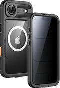 Lanhiem Magnetic for iPhone 17 Air Case, Built-in Privacy Screen Protector, IP68 Waterproof Dustproof Case, Compatible with MagSafe, Anti-Spy Full Body Phone Case for iPhone 17Air 6.5", Black