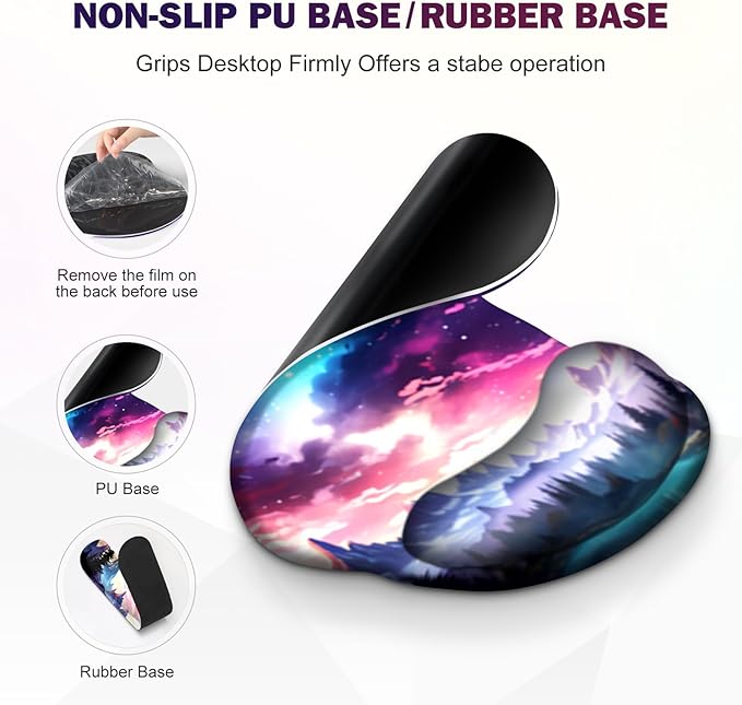 Gaming Mouse Pad, Large Desk Mat, Cute Desk Pad Protector, 4in1 XXL Mousepad + Keyboard Wrist Rest+Mouse Wrist Rest+Coaster Set with Ergonomic Desk Pad for Home Office Table Computer, Purple Hill