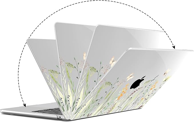 G JGOO Compatible with MacBook Air 13 inch Case 2026 2025-2022 M5 A3449 M4 A3240 M3 A3113 M2 A2681, Clear Hard Shell for MacBook Air 13.6 inch Case +Keyboard Cover +Screen Protector, Green Plant