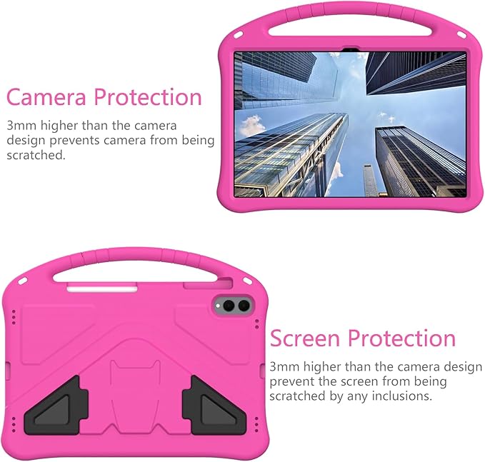 Kids Case for Samsung Galaxy Tab S11 Ultra 2025 14.6" Tablet, Techcircle Light Weight Shock Proof EVA Foam Handle Rugged Stand Protective Case, Rose