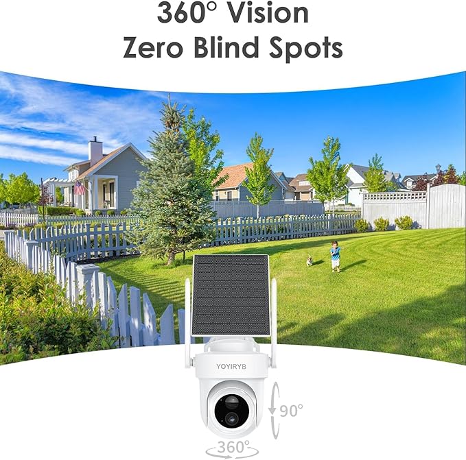 4K Security Cameras Wireless Outdoor, No Subscription, [2026 NEW] Solar-Powered Home Security Camera System with 360° Auto Tracking, Color Night Vision, 64GB Local Storage, 5G & 2.4G WiFi, Easy Setup