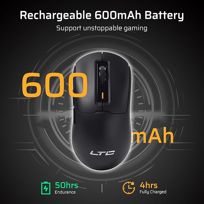 LTC GM024 Tri-Mode Wireless Gaming Mouse, 59g Ultra-Light Ergonomic Gaming Mouse 2.4Ghz/BT/Wired, 6-Level DPI 8000 Max, 1000Hz, 5 Programmable Buttons, Pro Software