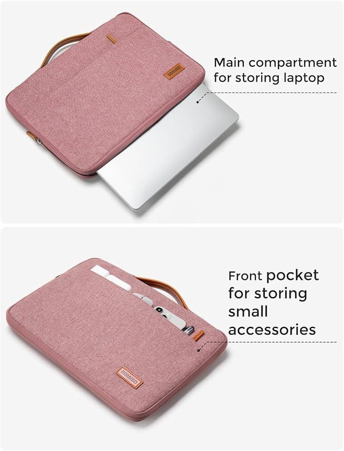DOMISO 17 inch Laptop Sleeve Protective Case Cover Compatible with 17-17.3 inch HP Dell ASUS Lenovo Chromebook,Waterproof Computer Cases Bag with Handle,Pink