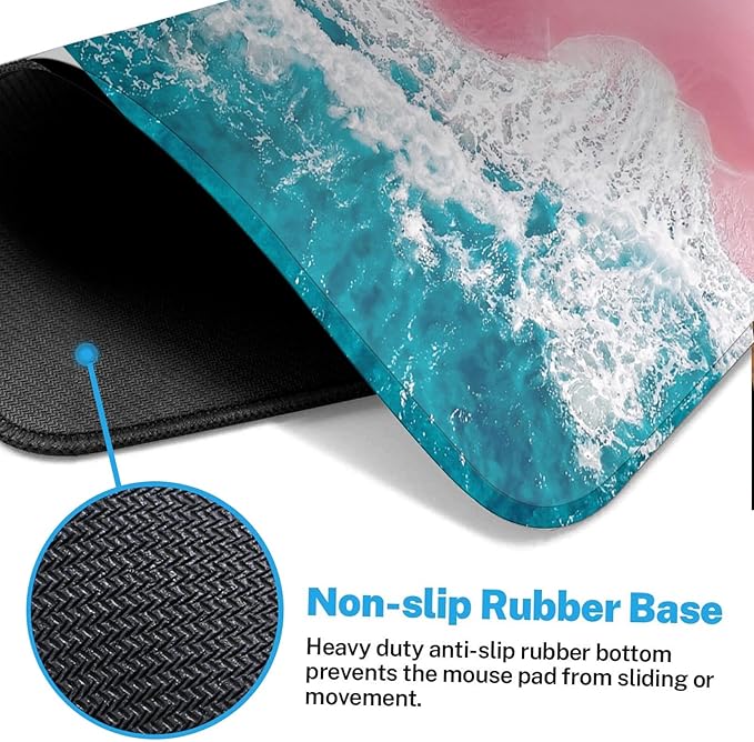 Britimes Pink Blue Beach Large Mouse Pad Non-Slip Desk Pad Keyboard and Mouse Desk Mat Gaming Mousepad for Game, Office & Home, 31.5 x 15.7 in