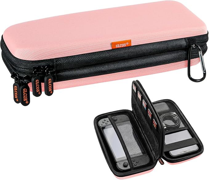 Double-Layer Hard Carrying Case with Multiple Pocket - Portable Electronics Organizer Travel Case for Women, Girl - Roomy Zipper Pouch Bag for Charger, Phone, Power Bank, Cable, Cord, Tech Accessories