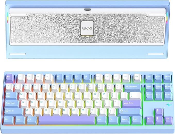 KEEBMONKEY WOBKEY Crush 80 Reboot CNC Aluminum 5-Second Quick-Release Triple-Mode Connectivity Mechanical Keyboard with Superior Acoustics (Pro Blue)