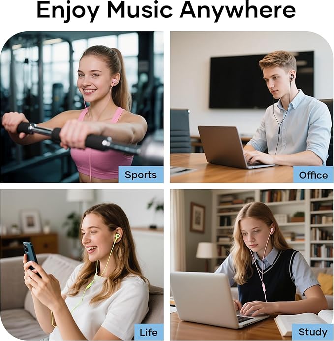 LWZCAM Wired Earbuds with Microphone 5 Pack, in-Ear Headphones with Heavy Bass, High Sound Quality Earphones Compatible with iPad, Laptop, MP3, Android Smartphones, Fits All 3.5mm Jack Device
