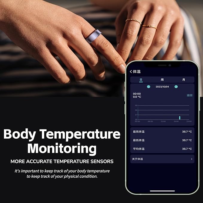 Yoidesu Fitness Smart Ring, 2024 Upgrade BT 5.1 NFC Sleep Body Monitoring Health Ring with APP, IP68 Waterproof, Smart Pedometer, Phone Camera Remote Control, Size 18