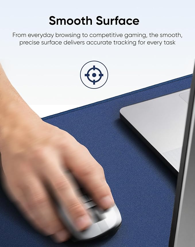 Reniteco Waterproof Large Gaming Mouse Pad with Durable Stitched Edges, Non-Slip Rubber Base, Grainy Jacquard Mouse Mat Desk Pad for Home Office Gaming, 35.4''x15.7''x0.12'', Matte Gray