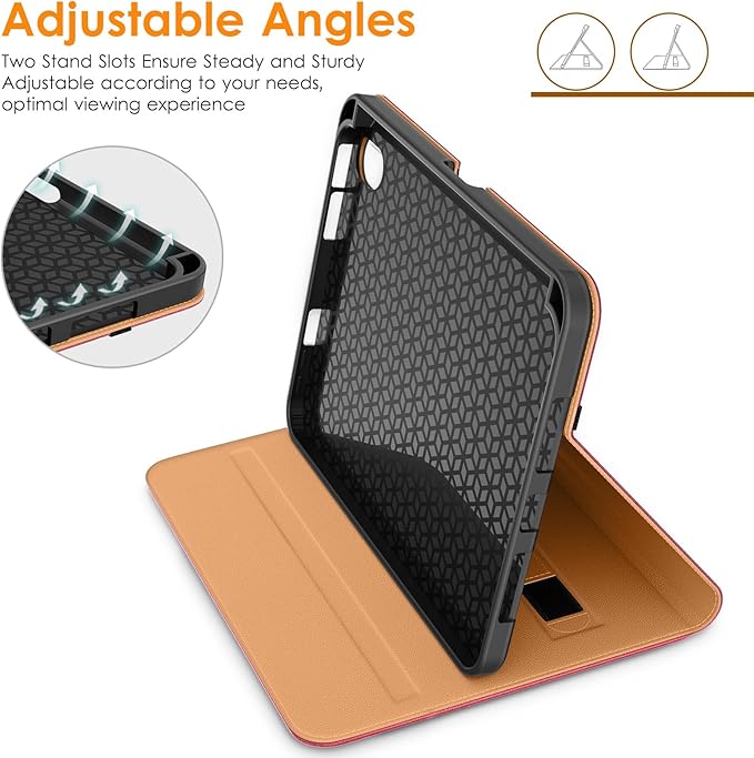 DTTO for iPad mini 7th (A17 Pro) 2024/iPad Mini 6th Generation Case 2021 8.3 Inch, Premium Leather Business Folio Stand Cover for Mini 7/6 with Pencil Holder-Multiple Viewing Angles, Watermelon red