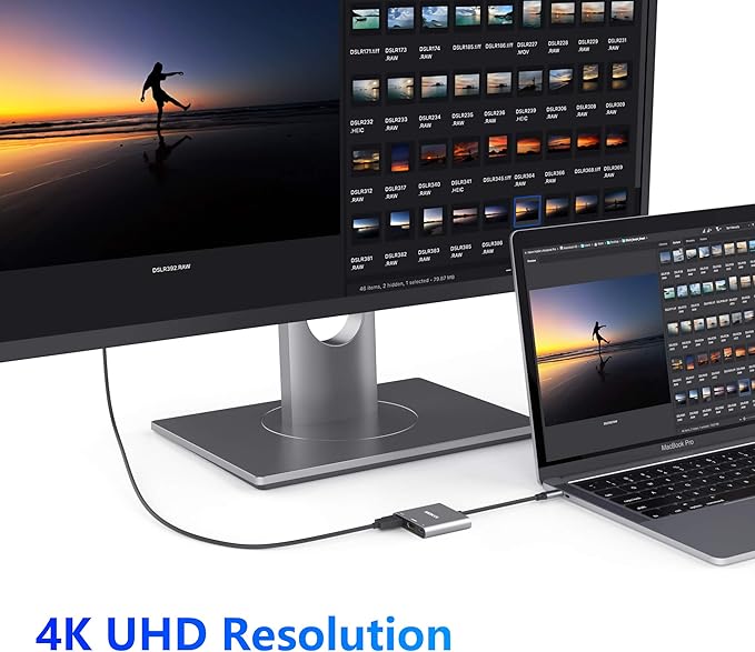 MOKiN USB C to HDMI Multiport Adapter, Type-C Hub Thunderbolt 3 to HDMI 4K Output USB 3.0 Port and USB-C Charging Port, Digital AV Adapter for MacBook Pro/air, Galaxy S8/S9