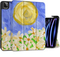 MEEgoodo for iPad Pro 12.9 Case M2 6th/5th/4th/3rd Generation 2022 2021 2020 2018 with Pencil Holder, Tablet Cover with Soft TPU Back Shell, Summer Flowers