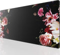KTRIO Large Gaming Mouse Pad Desk Mat, Superior Micro-Weave Cloth, Non-Slip Rubber Base, Stitched Edges, Water-Resistant, for Gamer, Office & Home, 31.5 x 15.7 Inch，Peony Flower
